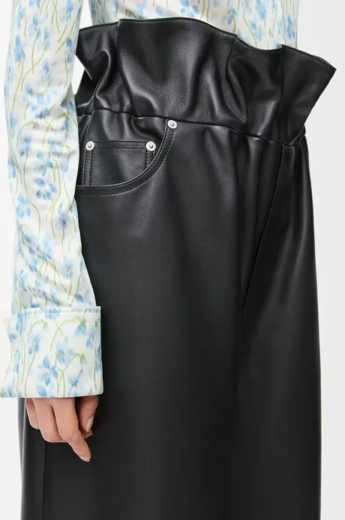 Pantalones flamenco de piel de cordero napa Negro Pantalones flamenco de piel de cordero napa Negro
