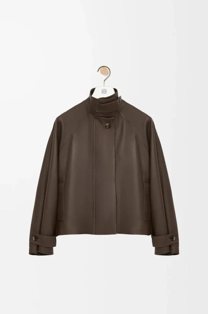 Parka corta de piel de becerro napa Verde oscuro Parka corta de piel de becerro napa Verde oscuro