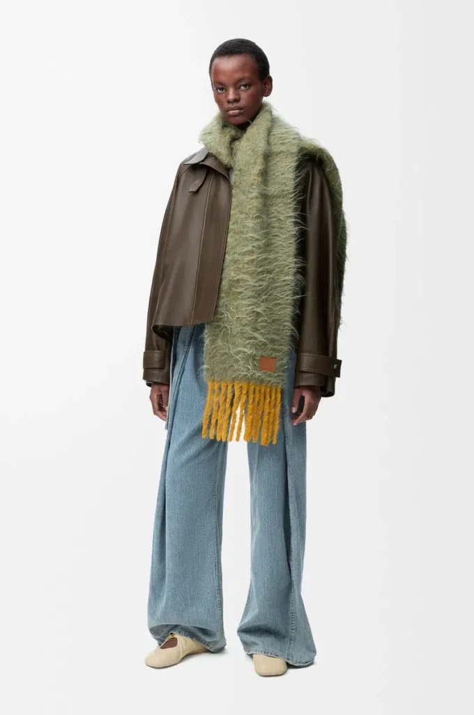 Parka corta de piel de becerro napa Verde oscuro Parka corta de piel de becerro napa Verde oscuro