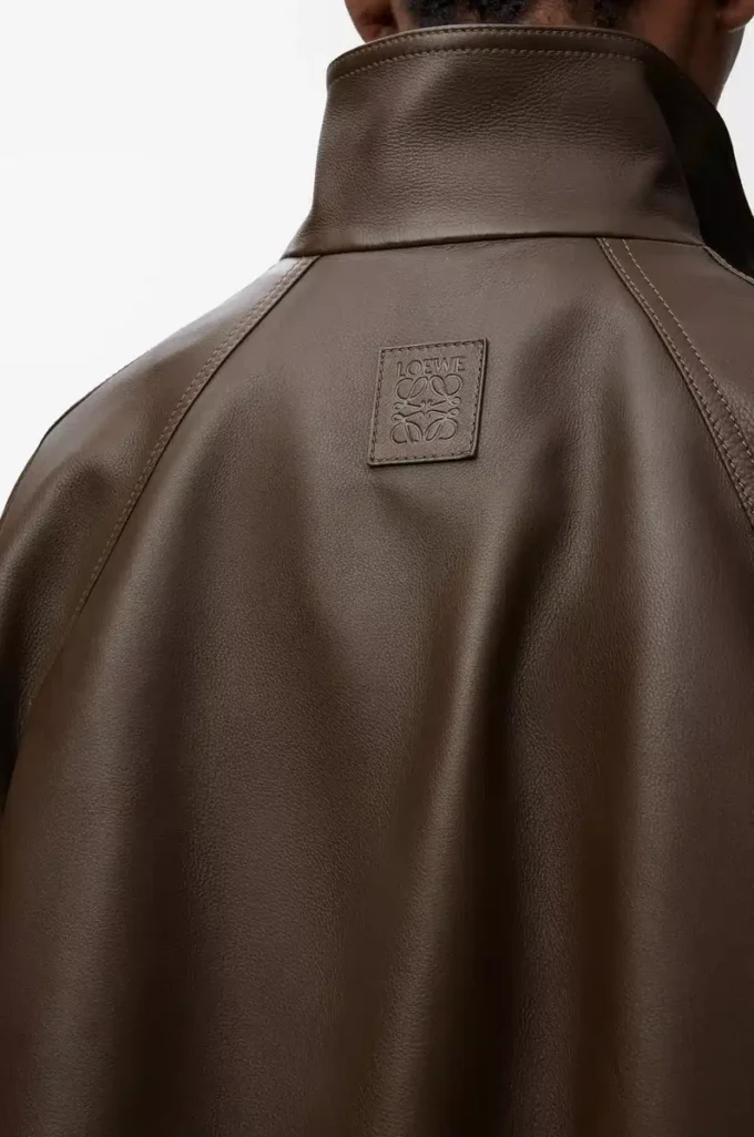 Parka corta de piel de becerro napa Verde oscuro Parka corta de piel de becerro napa Verde oscuro