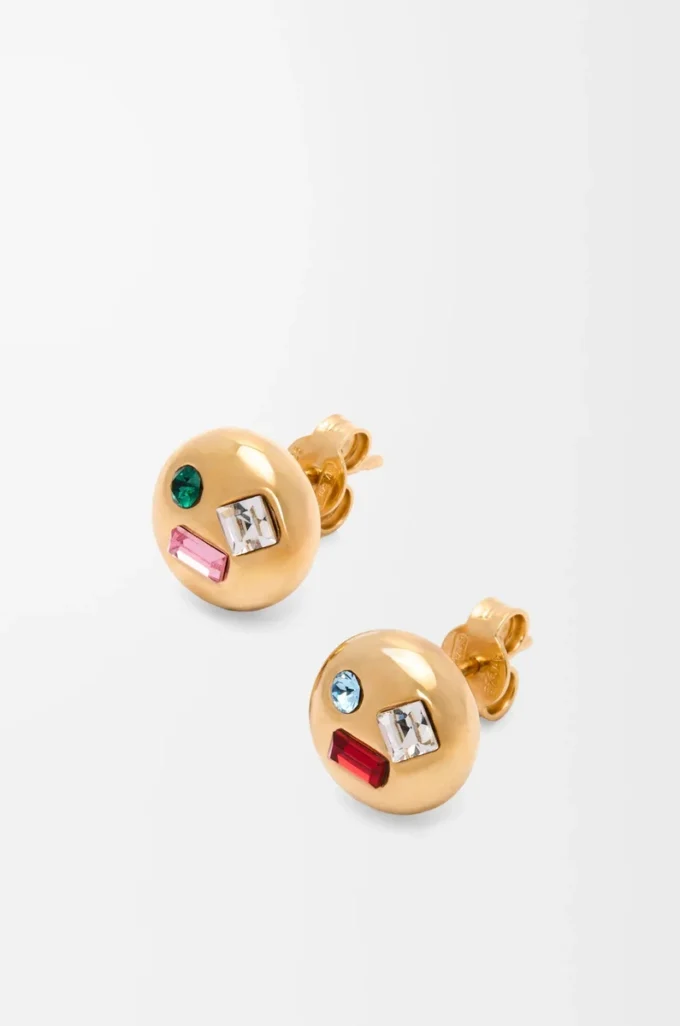 Pendientes Anagram Pebble en plata de ley y cristales Oro/Rojo Pendientes Anagram Pebble en plata de ley y cristales Oro/Rojo