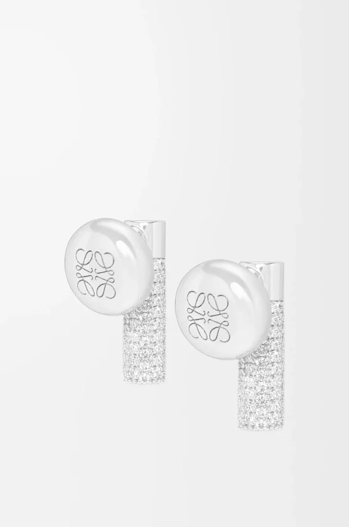 Pendientes de botón Pebble en plata de ley y cristales Plata/Blanco Pendientes de botón Pebble en plata de ley y cristales Plata/Blanco