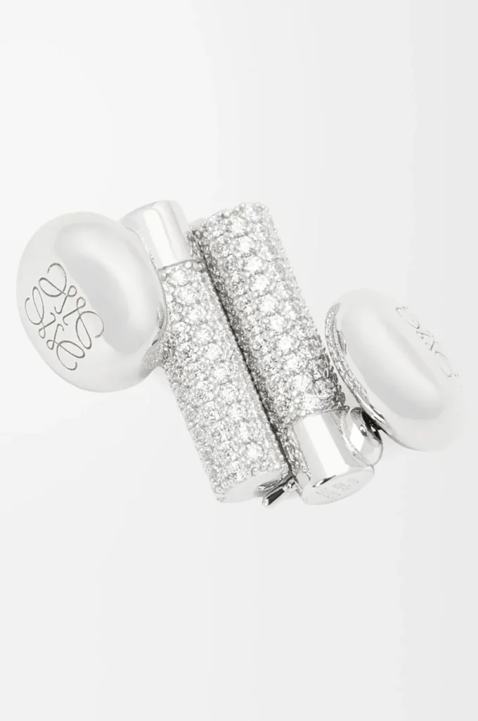 Pendientes de botón Pebble en plata de ley y cristales Plata/Blanco Pendientes de botón Pebble en plata de ley y cristales Plata/Blanco