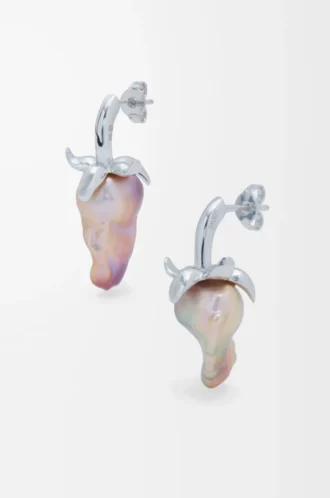 Pendientes Strawberry en plata de ley y perla Plata/Rojo