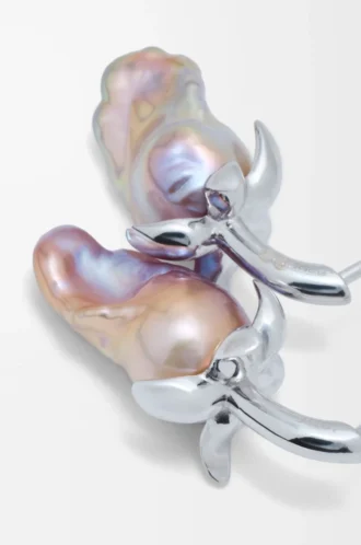 Pendientes Strawberry en plata de ley y perla Plata/Rojo