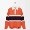 Polo de manga larga de algodón Naranja/Azul marino Polo de manga larga de algodón Naranja/Azul marino