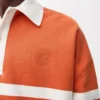 Polo de manga larga de algodón Naranja/Azul marino Polo de manga larga de algodón Naranja/Azul marino