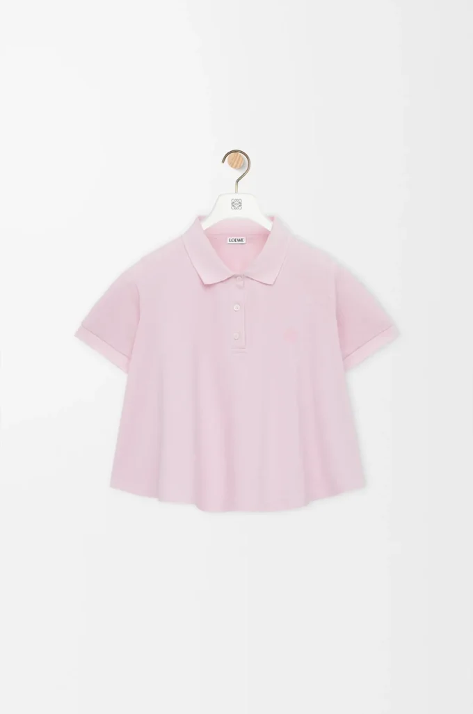 Polo trapecio de algodón rosa claro Polo trapecio de algodón rosa claro