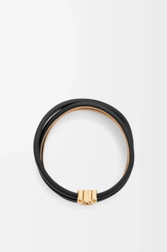Pulsera Anagram Bombé twist en piel de becerro Negro