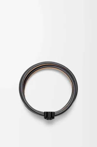 Pulsera Anagram Bombé twist en piel de becerro Negro