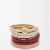 Pulsera doble trenzada en piel de becerro Light Ghost/Burgundy Pulsera doble trenzada en piel de becerro Light Ghost/Burgundy