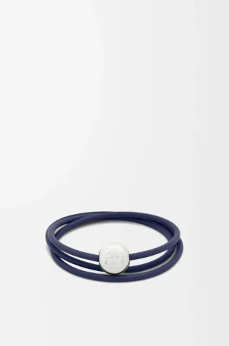Pulsera Pebble en piel de becerro azul abismo