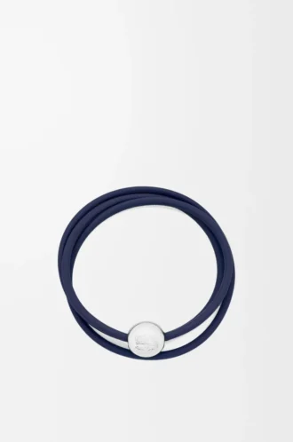 Pulsera Pebble en piel de becerro azul abismo