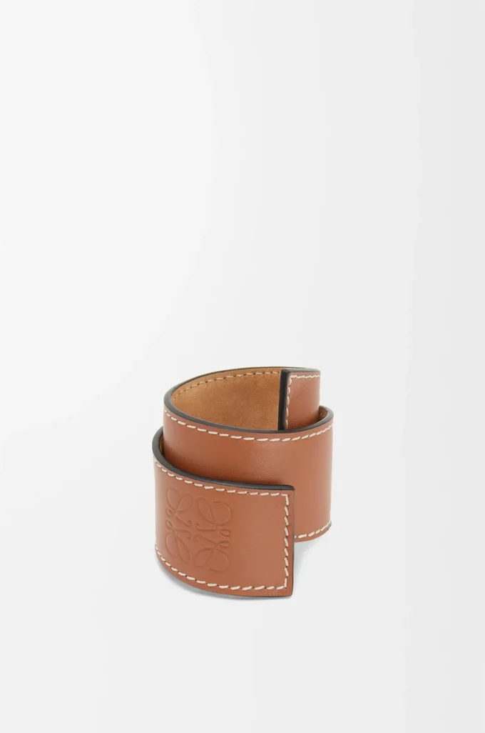 Pulsera slap de piel de becerro color tostado Pulsera slap de piel de becerro color tostado