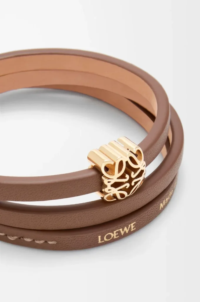 Pulsera trenzada Anagram Bombé en piel de becerro Cocoa Pulsera trenzada Anagram Bombé en piel de becerro Cocoa