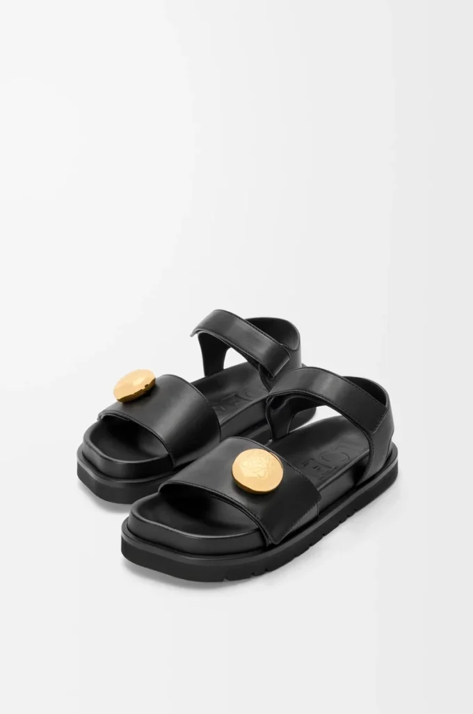 Sandalia Fussbett Pebble en suave piel de becerro. Negro Sandalia Fussbett Pebble en suave piel de becerro. Negro