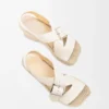 Sandalias con plataforma tipo alpargata Petal en suave piel de becerro Blanco Sandalias con plataforma tipo alpargata Petal en suave piel de becerro Blanco