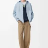 Sobrecamisa con capucha de algodón azul claro Sobrecamisa con capucha de algodón azul claro