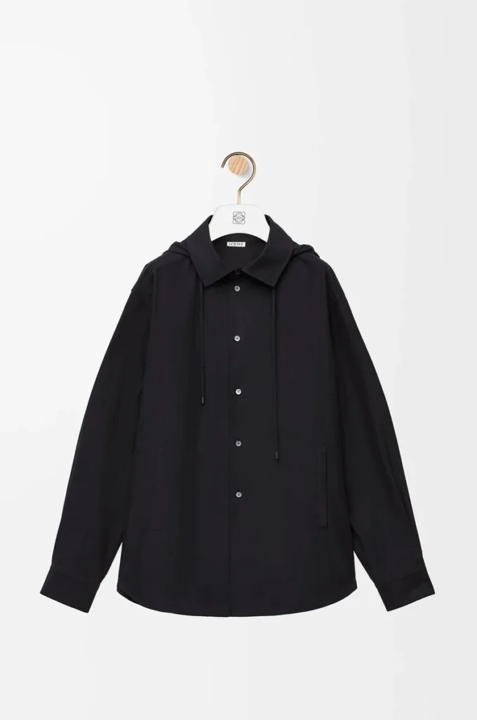 Sobrecamisa con capucha de algodón Negro