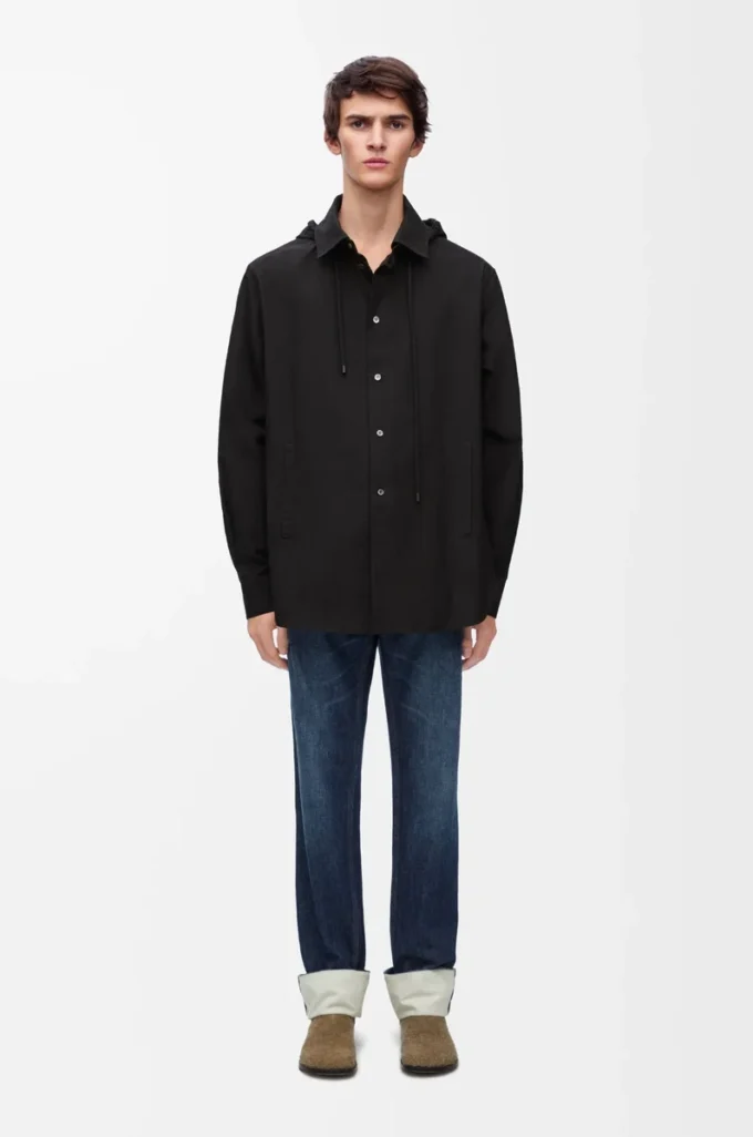 Sobrecamisa con capucha de algodón Negro