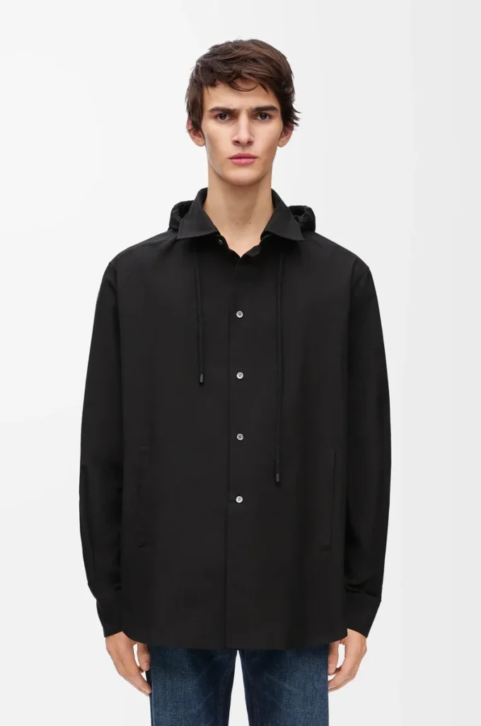 Sobrecamisa con capucha de algodón Negro