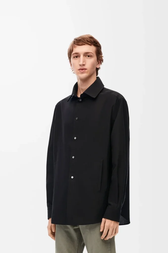 Sobrecamisa con capucha de algodón Negro