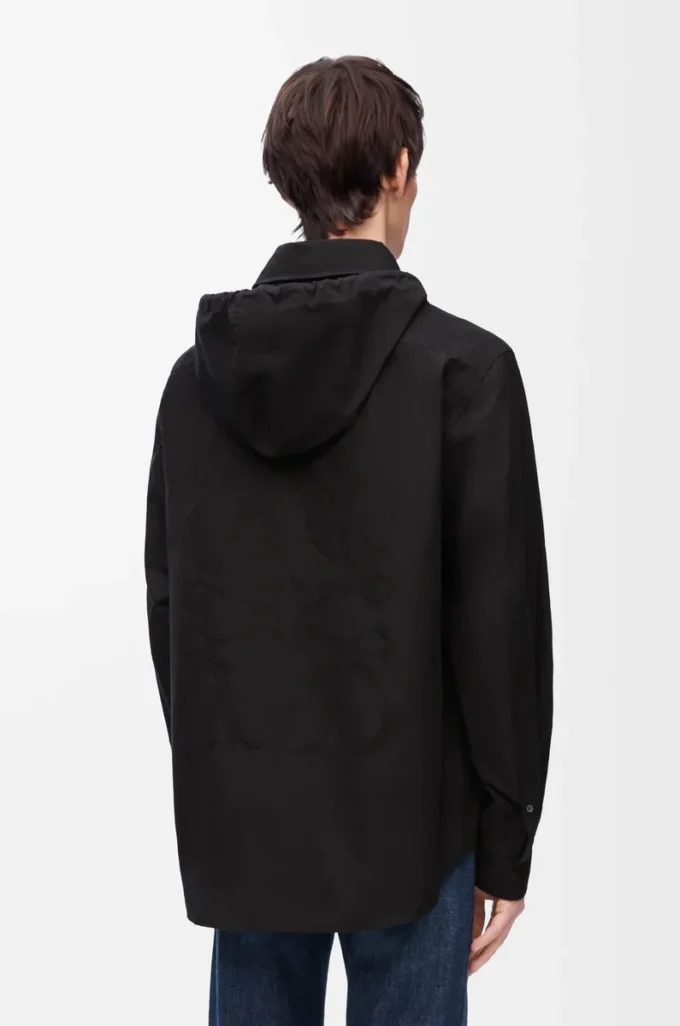 Sobrecamisa con capucha de algodón Negro