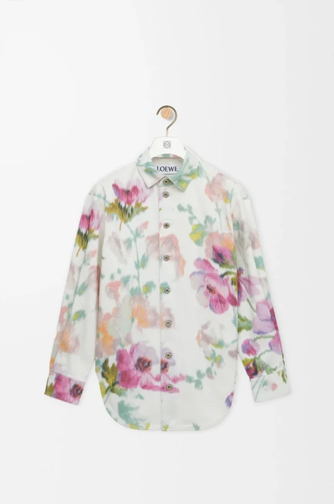 Sobrecamisa en denim blanco/rosa Sobrecamisa en denim blanco/rosa