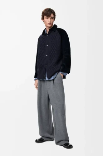 Sobrecamisa híbrida de algodón y lana Azul marino oscuro/Marino