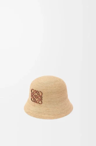 Sombrero de rafia y piel de becerro Natural