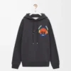 Sudadera con capucha de algodón gris oscuro jaspeado