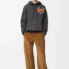 Sudadera con capucha de algodón gris oscuro jaspeado