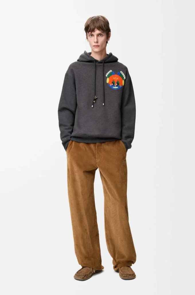 Sudadera con capucha de algodón gris oscuro jaspeado