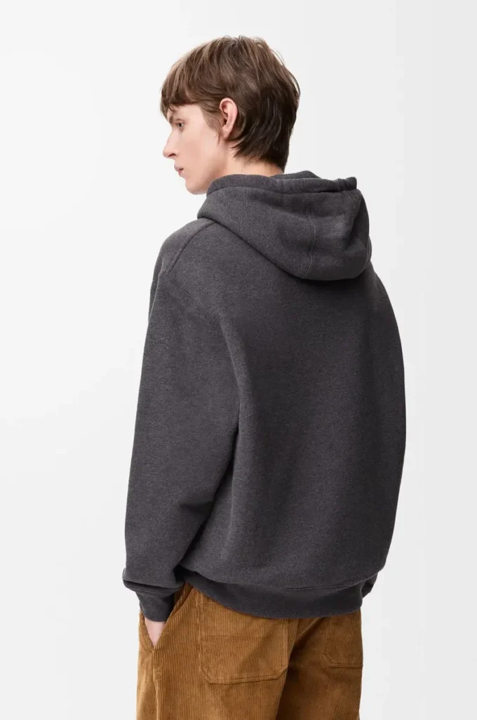 Sudadera con capucha de algodón gris oscuro jaspeado