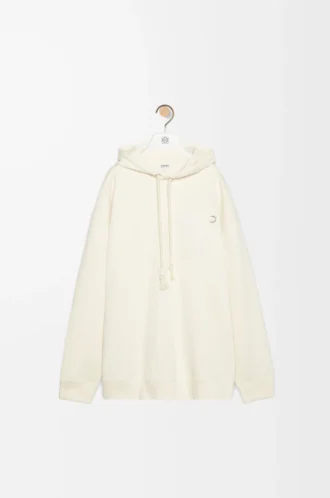 Sudadera con capucha de corte holgado en algodón blanco ceniza Sudadera con capucha de corte holgado en algodón blanco ceniza