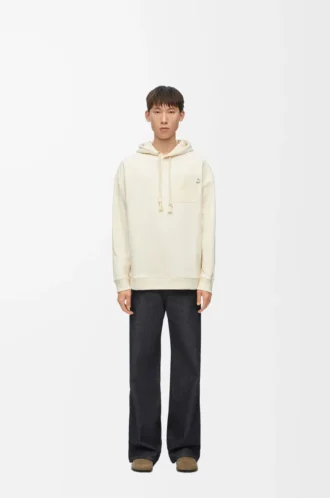 Sudadera con capucha de corte holgado en algodón blanco ceniza Sudadera con capucha de corte holgado en algodón blanco ceniza