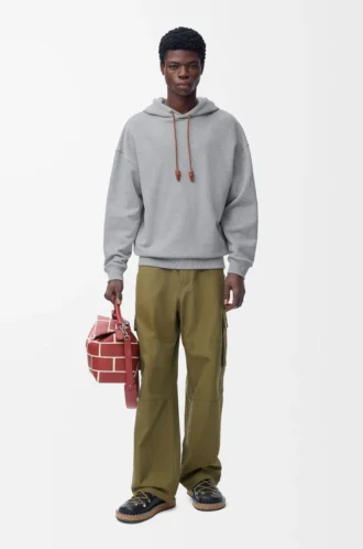 Sudadera con capucha de corte holgado en algodón gris melange