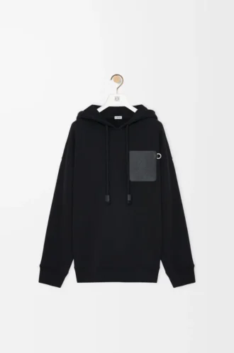 Sudadera con capucha de corte holgado en algodón negro Sudadera con capucha de corte holgado en algodón negro