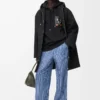 Sudadera con capucha de corte holgado en algodón negro Sudadera con capucha de corte holgado en algodón negro