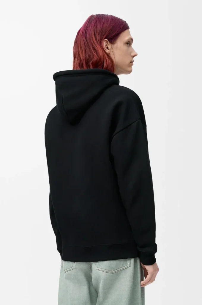 Sudadera con capucha de corte holgado en algodón negro