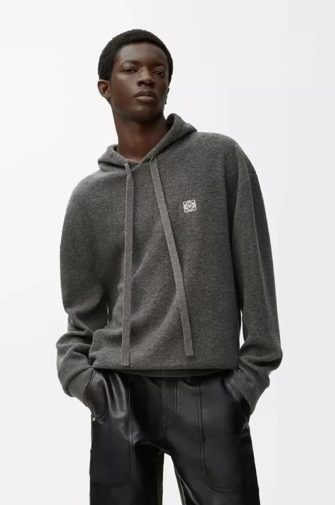 Sudadera con capucha de lana gris Sudadera con capucha de lana gris