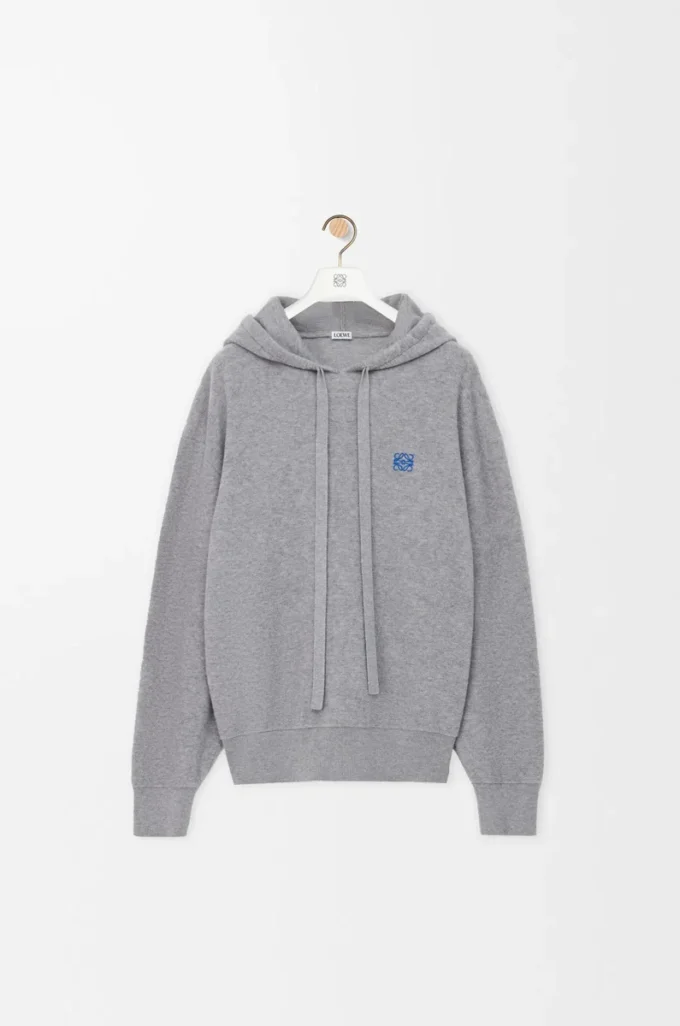 Sudadera con capucha de lana gris jaspeado claro Sudadera con capucha de lana gris jaspeado claro