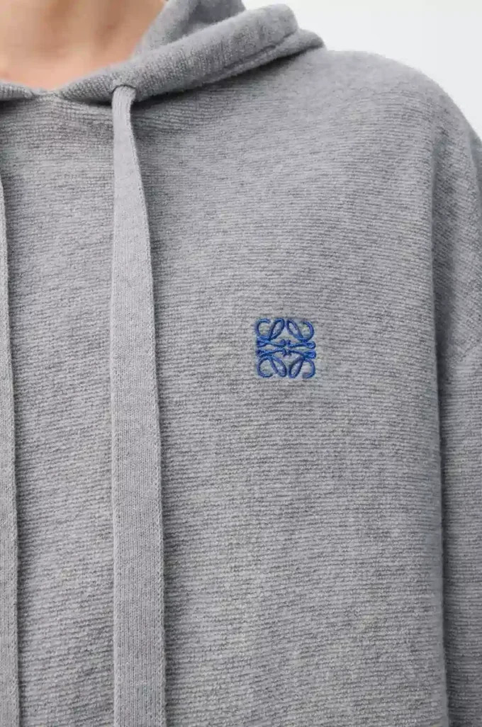 Sudadera con capucha de lana gris jaspeado claro Sudadera con capucha de lana gris jaspeado claro