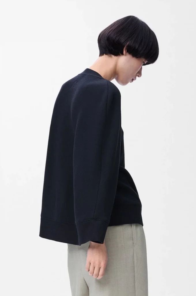 Sudadera con capucha en mezcla de algodón. Azul medianoche Sudadera con capucha en mezcla de algodón. Azul medianoche