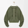 Sudadera con capucha Flamenco de algodón y cachemira Verde caqui