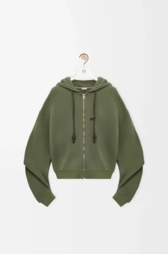 Sudadera con capucha Flamenco de algodón y cachemira Verde caqui