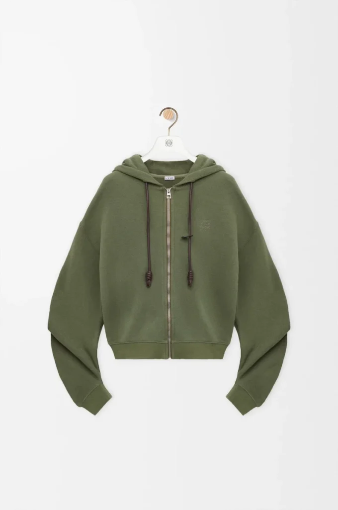 Sudadera con capucha Flamenco de algodón y cachemira Verde caqui