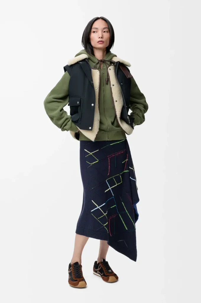 Sudadera con capucha Flamenco de algodón y cachemira Verde caqui