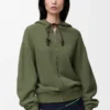 Sudadera con capucha Flamenco de algodón y cachemira Verde caqui