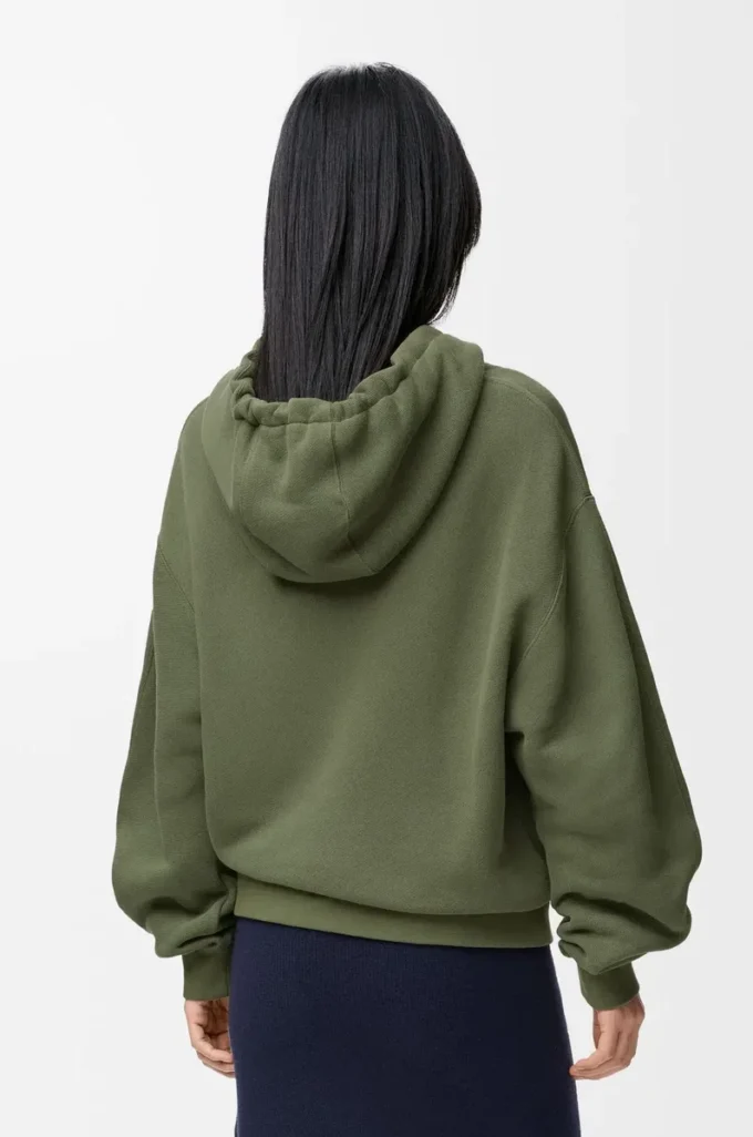Sudadera con capucha Flamenco de algodón y cachemira Verde caqui